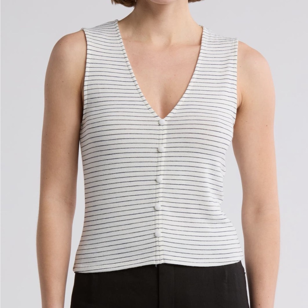 Rag & Bone Knit Stripe V-Neck Sleeveless Tee – Size M – NWT